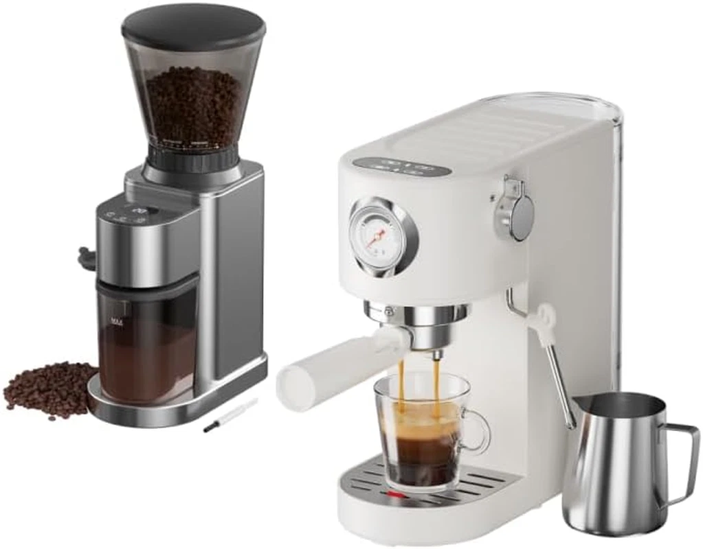 Professional Espresso Machine & Grinder with Milk Frother for Home Brewing