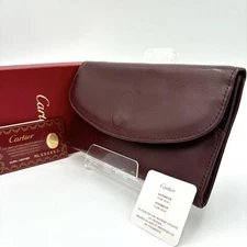 Box Guarantee Cartier Clutch Bag Second Bag Must Line Used Bordeaux