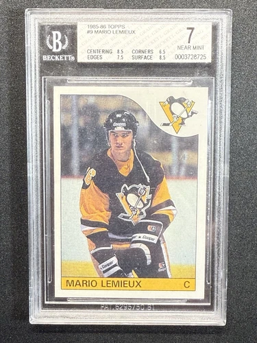 1985-86 Topps #9 Mario Lemieux RC Rookie Card BGS 7 Penguins HOF