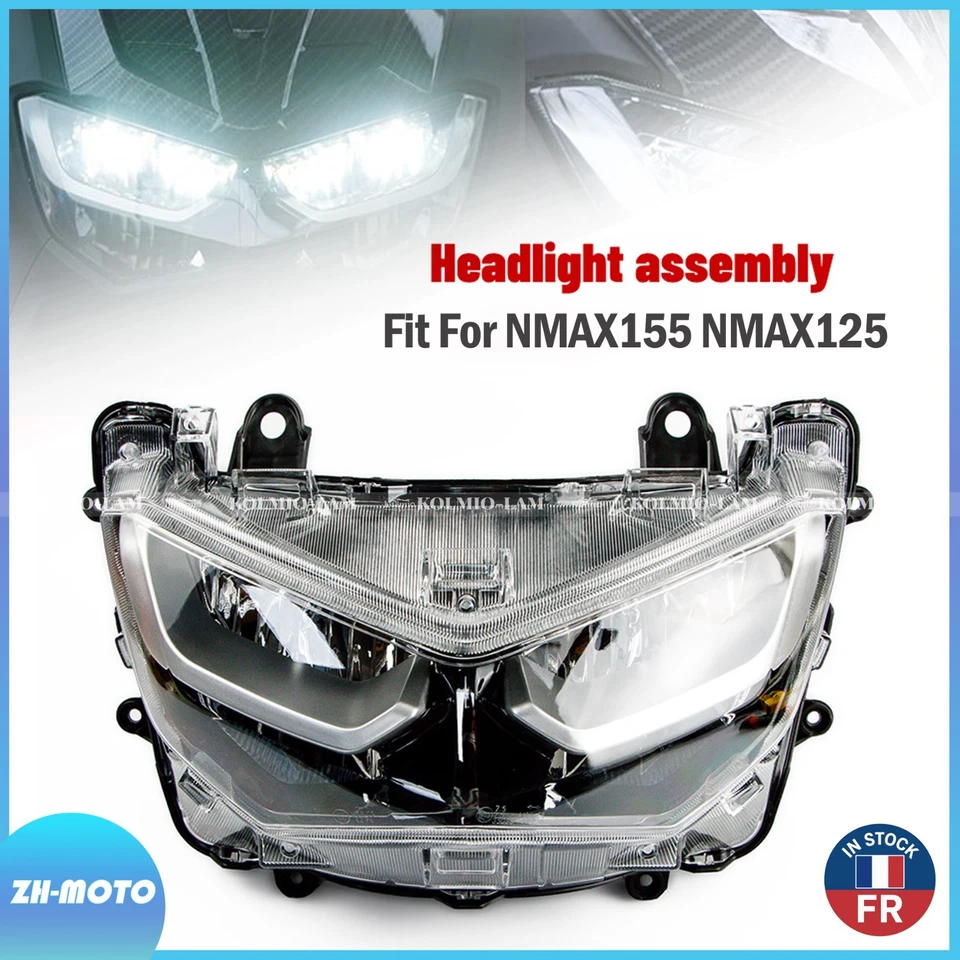 Phare Moto LED Pour YAMAHA NMAX125 NMAX155 2020-2024 Bloc Phare Optique Avant - Photo 1/4