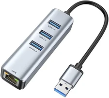USB 3.0 to Ethernet Adapter,ABLEWE 3-Port USB 3.0 Hub with RJ45 10/100/1000