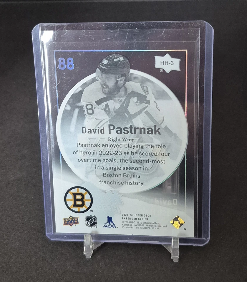 2023-24 UD Extended Series Hockey Heroes Clear Cut David Pastrnak #HH-3 - Image 2 of 2