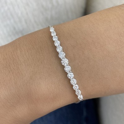 14K White Gold Charm Bracelet 1.6ct Round Labcreated Diamond F/VS1 Appraised