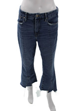 Good American Womens Medium Wash Wide Leg Raw Hem Jeans Blue Size 10