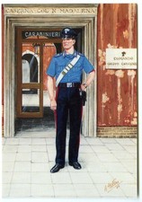 Kunst Postkarte - 80er Jahre italienischer Carabinieri Offizier in Sommeruniform - unbespielt