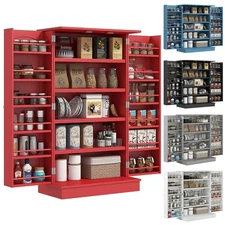 HOMCOM Kitchen Pantry Storage Cabinet w/ 5-tier Shelving, 12 Spice Racks