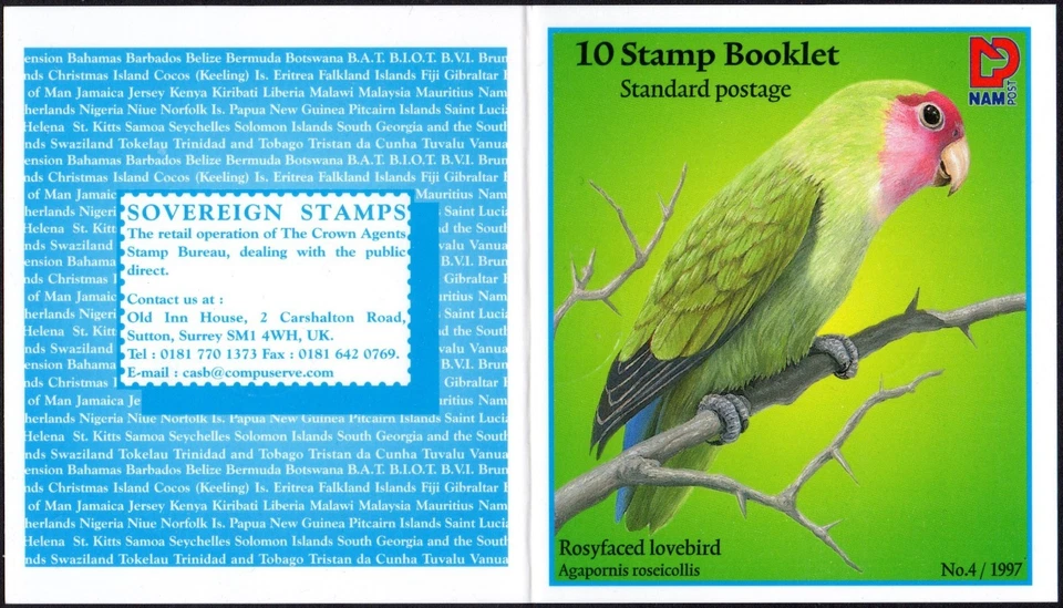 Folletos Namibia 1997 $5 Lovebird y $12 Leopard, SG.SB8/9, cancelados a pedido Foto 2 de 4