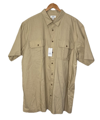 NWT Croft & Barrow Men s Short Sleeved Shirt Collared Tan Brown Size 4xl Tall