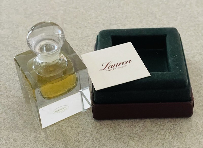 Vntg. LAUREN Crystal Perfume Bottle W/1/4oz. Parfume! NOS