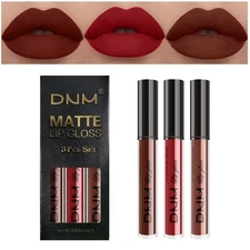 evpct 3Pcs Matte 24-hour Liquid Lipstick Sets, Dark Ruby Brown Red Permanent ...