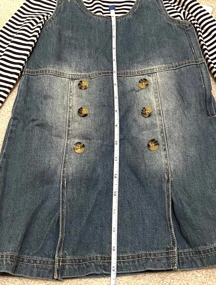 Flapdoodles Jumper Overall Skirt Girl Size 6 Shirt Longsleeves Strip 2PC Set NWT - Image 4 of 4