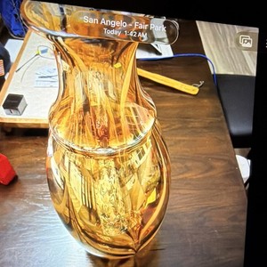 Vintage Italian Art Glass swirl vase in brown & amber