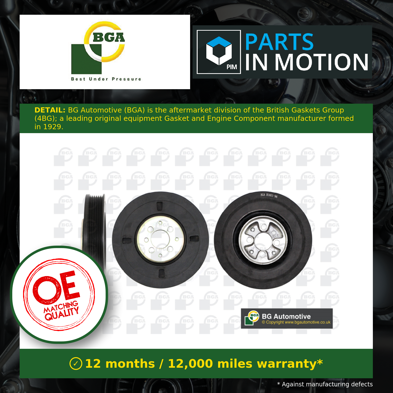 Crankshaft Pulley (TVD) DP0204 BGA Torsional Vibration Damper 028105243G Quality