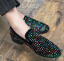 Men's Rhinestones Shiny Dress Slip On Loafers Oxfords Shoes Party Performance SZ