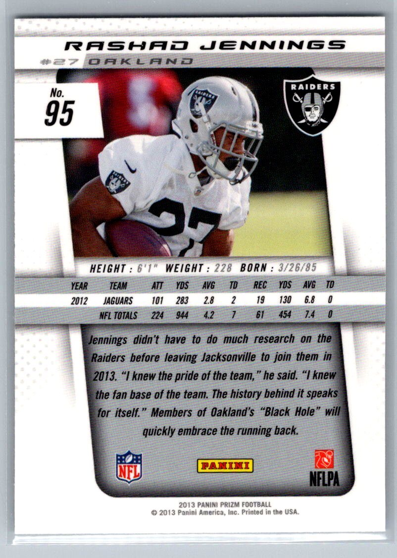 2013 Panini Prizm #95 Rashad Jennings Oakland Raiders Football