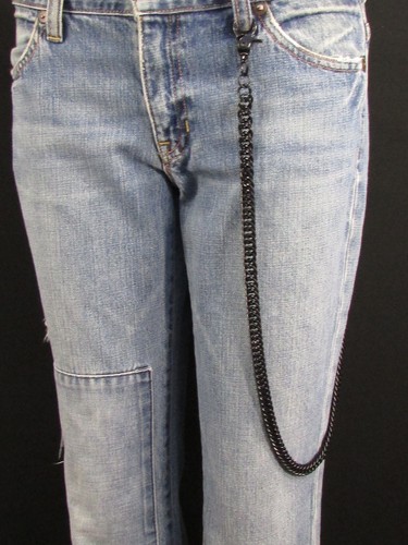 New Men Metal Black Extra Long Thick Wallet Key Chain Jean Biker Trucker Western - Bild 3 von 10