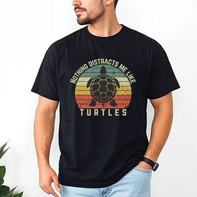 Vintage Shirt retro Turlte graphic Tee t-shirt unisex 90s Men Adult Unisex Black