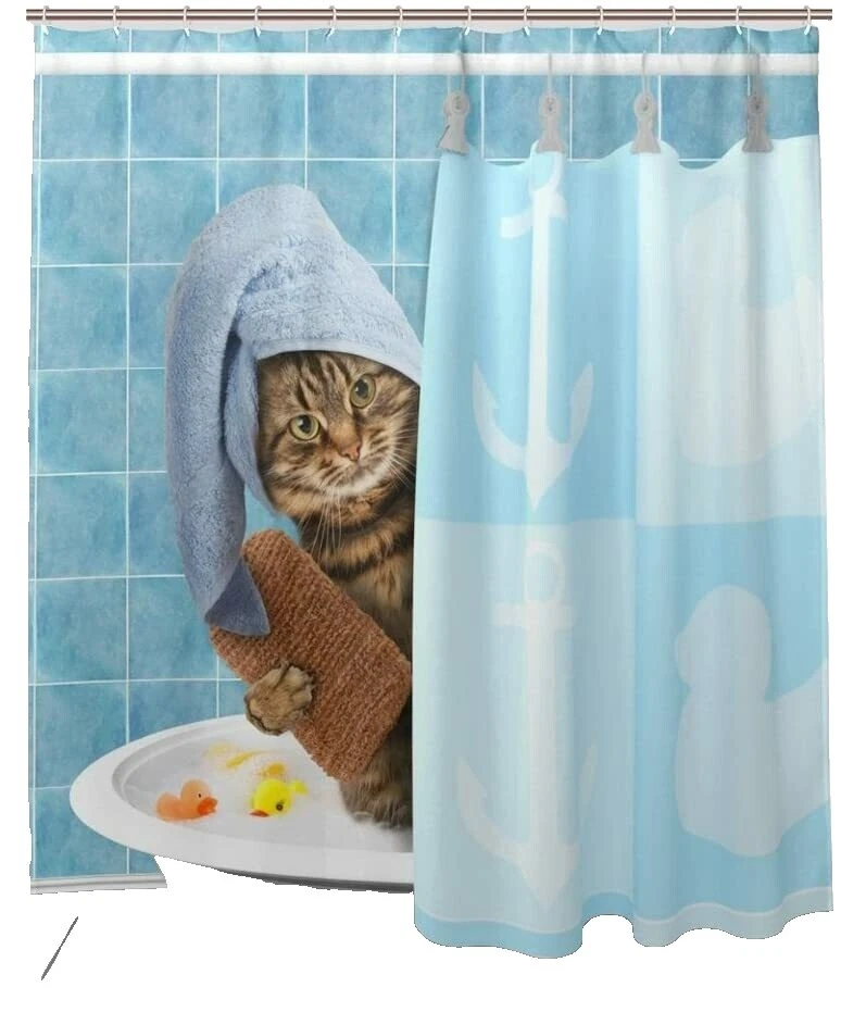 Cortinas de Ducha Moderno Estampado Animal de Tela