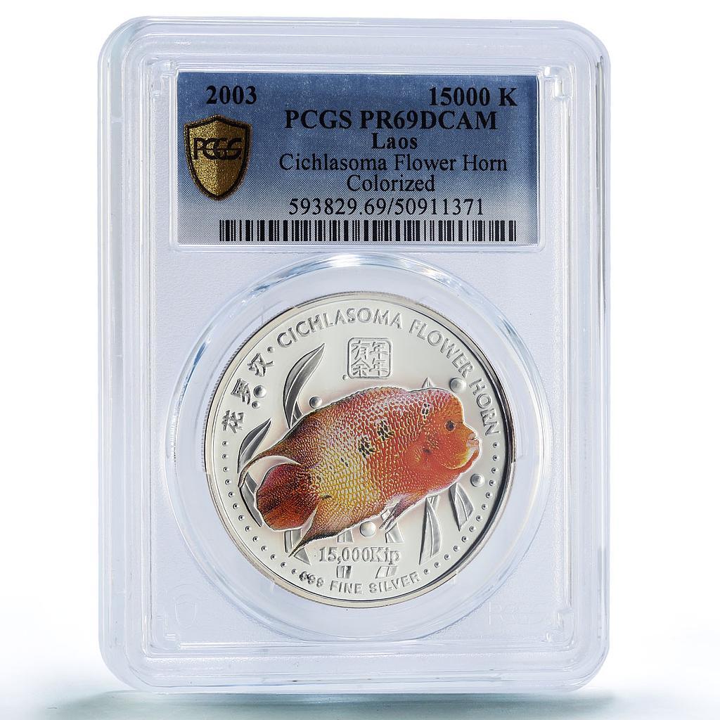 NGC64 NGC63 RB フィンランド硬貨【3枚組】 Laos 15000 kip Cichlasoma Flower Horn Fish Fauna PR69 PCGS silver