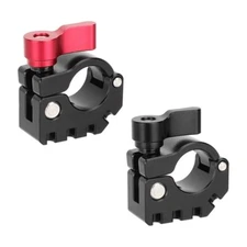 CAMVATE Aluminum 19mm Rod Clamp With Anti-Twist Mount (Red/Black Locking Lever)