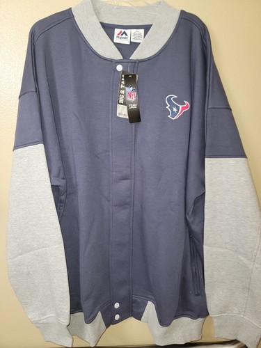 30504 Majestic HOUSTON TEXANS "Plus Size" Full Button HEAVY Sweatshirt NEW