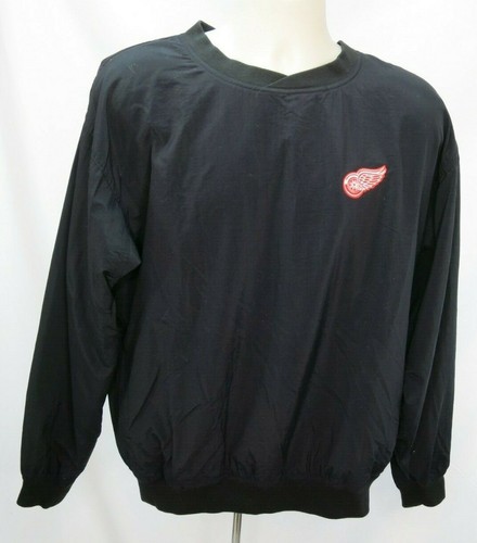 Mens Gear Red Wing Hockey Wind Breaker Sz M Black Pullover Vented Pockets Lined - Picture 10 of 10