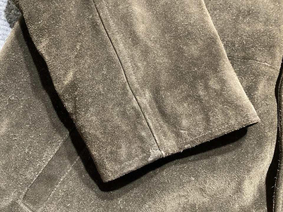 Chaqueta de gamuza vintage J Crew para hombre XXL cuero marrón acolchado pesado forrado abrigo botón Foto 4 de 4