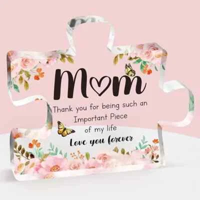 Mum Thank You Gift Jigsaw Piece Freestanding Sign Mothers Day I Love You Present