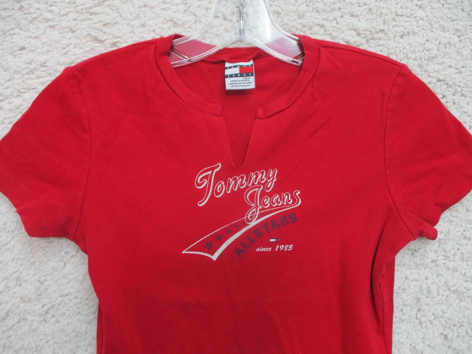 Camisa DE COLECCIÓN Tommy Hilfiger Grande Juvenil Roja Todas las Estrellas Deletrear Logo Niñas Años 90 Foto 2 de 4