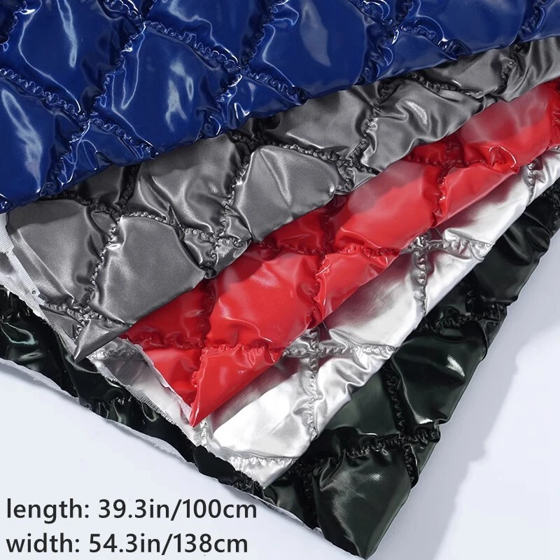 1M Nass Aussehen Kunstleder Gepolstert Stoff PU Gesteppt Tuch Puffer Mäntel Näh - Bild 4 von 4