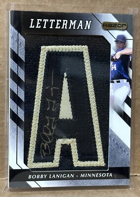 Bobby Lanigan 2008 Razor Auto graph Letterman ''N'' Gold Border Patch #1/1 RC
