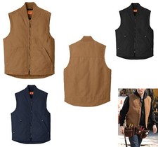 MEN'S DUCK CLOTH, LAYERABLE, WORK VEST, INSULATED QUILTED LINING, POCKETS XS-4XL