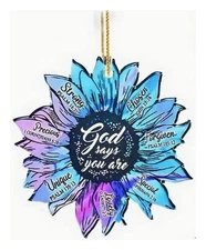 Car Hanging Ornament Rear View Mirror Accessory - GOD SAYS in FLOWER