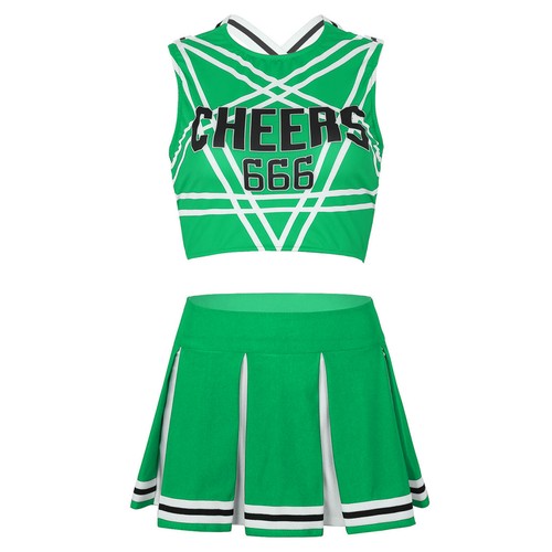 Women's Cheer Leader Costume School Girl Uniform Set Cheerleading Fancy Dress - Picture 32 of 43