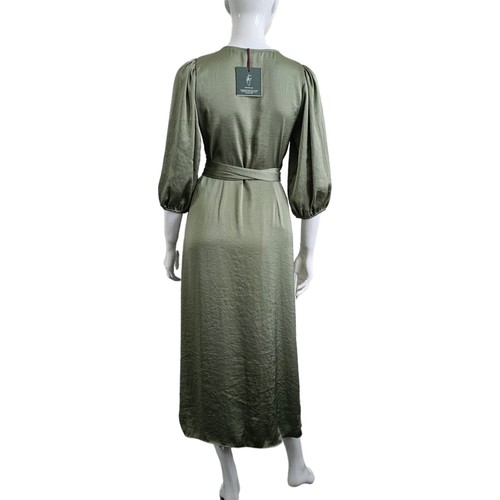 Aritzia Little Moon Long Sleeve Green Wrap Maxi Dress Size XS Crinkle NWT - Picture 8 of 12