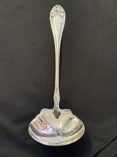 1898 R. WALLACE & SONS Sterling Silver Rose Pattern 10 1/4” Large Ladle