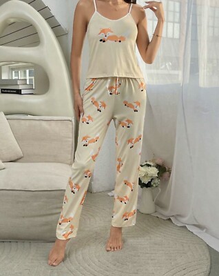 Fox Cartoon Gorgeous Womens Ladies Pyjamas PJs Gift Novelty Size