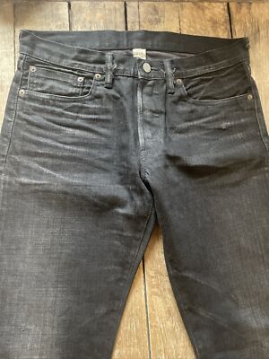 RRL Jeans Men's Slim Fit Japan Woven selvedge denim Black on black