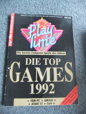 PLAY TIME DIE TOP GAMES 1992 SONDERAUSGABE für IBM- PC , AMIGA , ATARI , C64