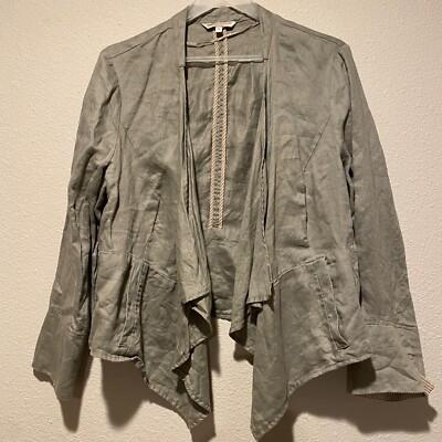 Marks & Spencer 100% Linen Flowing Cardigan UK 16 Asymmetrical Gray