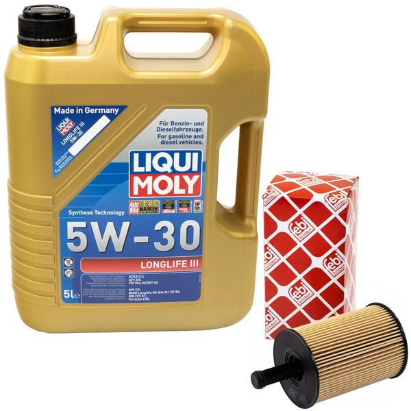 MotoröL Set 5W-30 5 Liter + ÖLfilter 22546 FüR Audi A3 Seat Ibiza Skoda Fabia VW-image