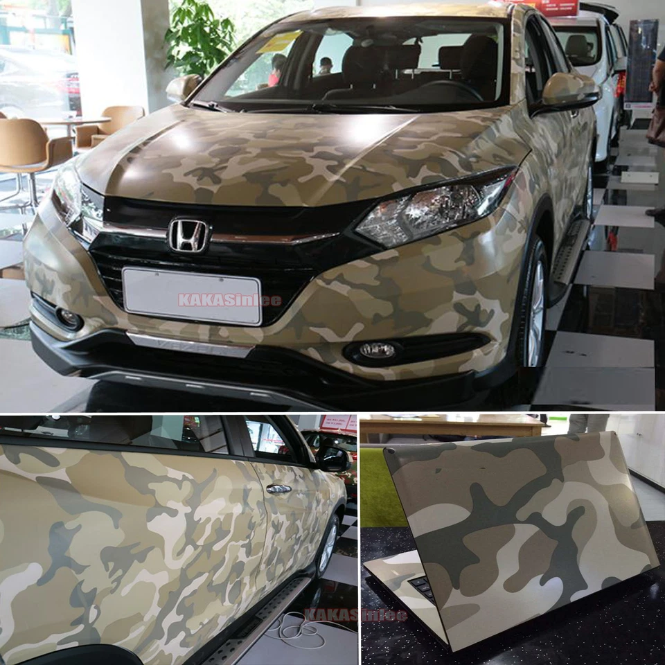 Calcomanía adhesiva de vinilo camuflaje desierto envoltura de auto entero 50 pies elástica AX Foto 3 de 4