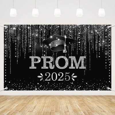 Black And Silver Prom Decorations 2025 Prom Decorations For Party 2025 - Graduation Party Decorations Black And Silver Graduation Prom Balloon Box Foil Fringe Curtain Photo Red Carpet Runner