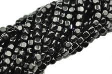 100 Black Czech Glass Cube Beads 3.8MM