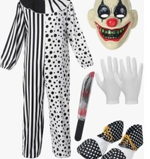 5 Pcs Scary Killer Clown Costume Set with Gloves Halloween Creepy Clown
