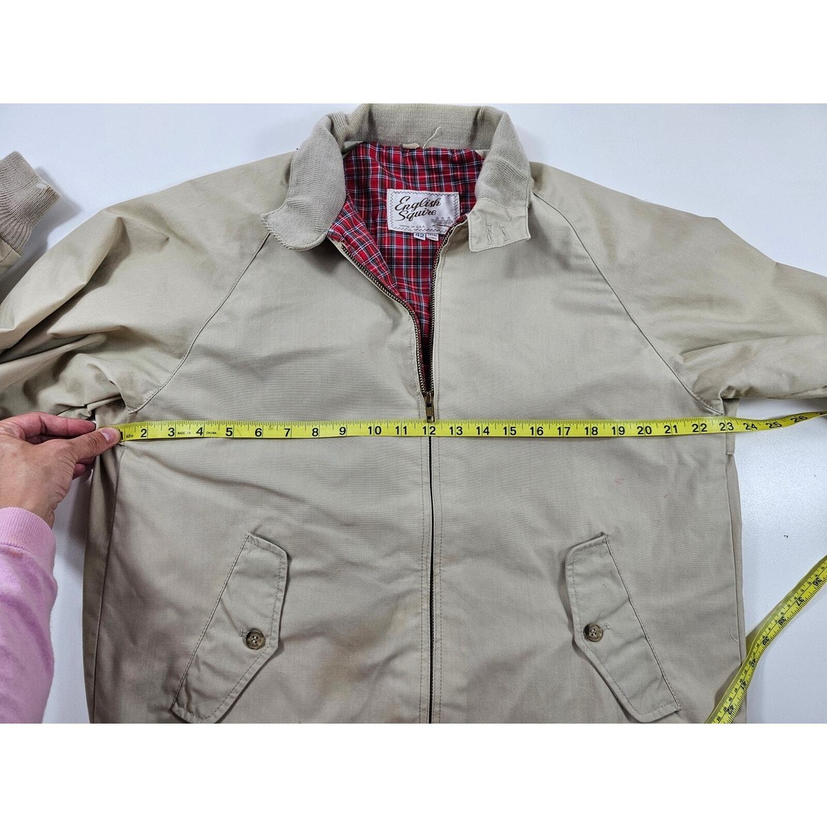 【短丈】VINTAGE WORK JAKET size42 Vintage English Squire khaki full zip mechanic jacket size