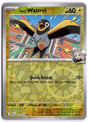 Pokemon TCG Iono's Wattrel 054/159 Sv09: Journey Together Reverse