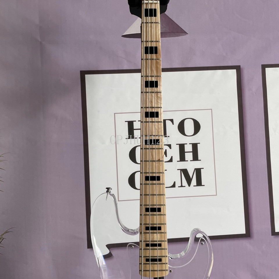 Custom Led Light 4 Strings Acrylic Crystal Precision Electric Bass