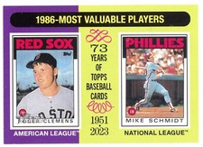 2024 TOPPS HERITAGE 1986 MOST VALUABLE PLAYERS ROGER CLEMENS MIKE SCHMIDT