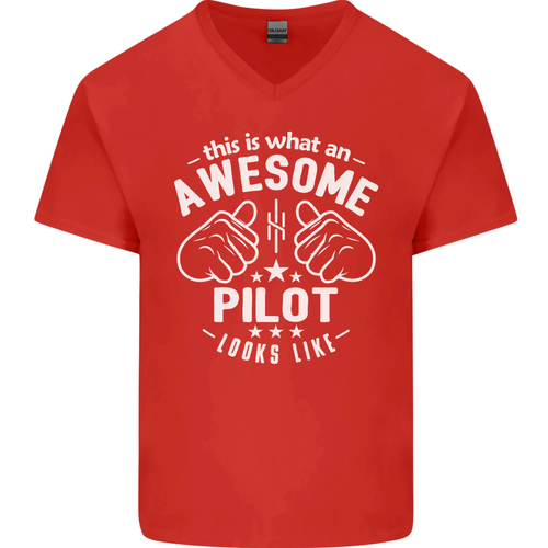 This Is What an Awesome Pilot Looks Like Mens V-Neck Cotton T-Shirt - Picture 22 of 37